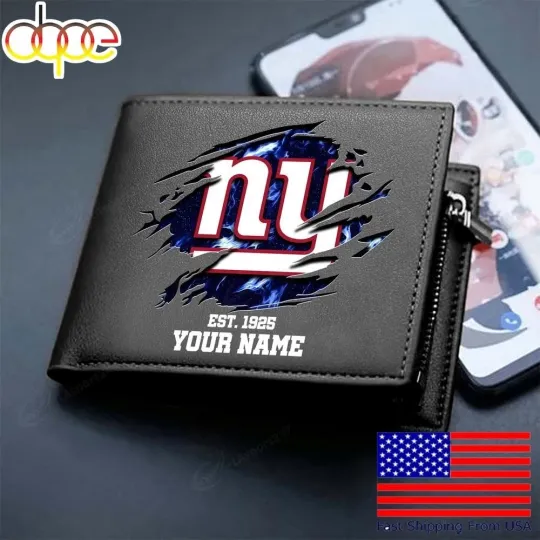 Discover Personalized New York Football Giantss Team Men Leather Wallet Gift For Him