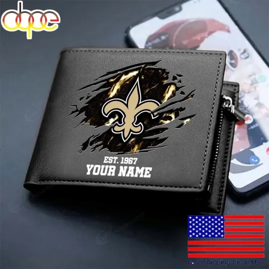Discover Personalized New Orleans Football Saintss Team Men Leather Wallet Gift For Him