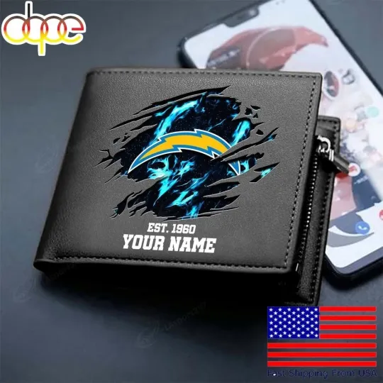 Discover Personalized Los Angeles Football Chargerss Team Men Leather Wallet Gift For Him