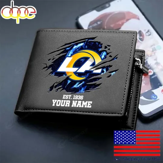Discover Personalized Los Angeles Football Ramss Team Men Leather Wallet Gift For Him