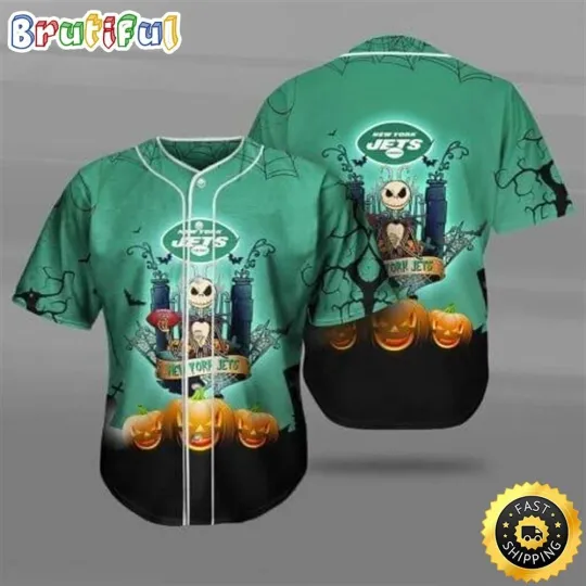 Discover New York Football Team Jetss Jack Skellington Halloween Baseball Jersey