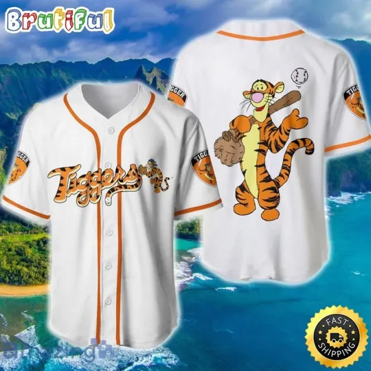 Discover Tigger Winnie Pooh White Orange Disney Baseball Jersey