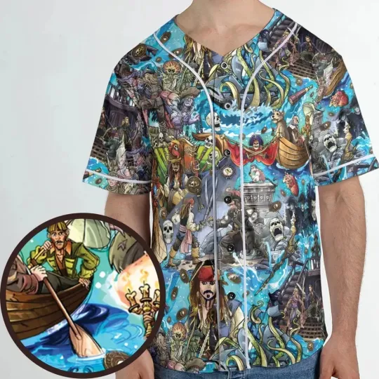 Discover Travel And Fight Pirates of the Caribbean Unisex Baseball Jersey, Size S-5XL