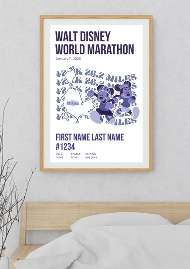 Discover Disney Marathon Art | Run Disney Poster | Disney Marathon Weekend Print | Runner Gift | Personalized Race Keepsake | Digital Download