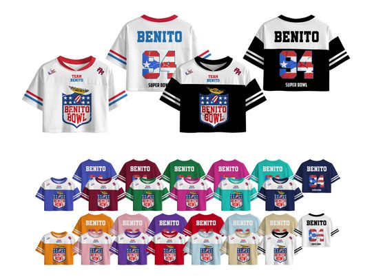 Discover Puerto Rico Team Jersey,Benito 94 Football Jersey, Benito Bowl Shirt,Custom Name and Number Jersey Crop Top,Mesh Jersey,Gift for Women