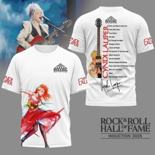 Discover Cyndi Lauper 2025 Rock and Roll Hall of Fame Unisex 3D T-Shirt