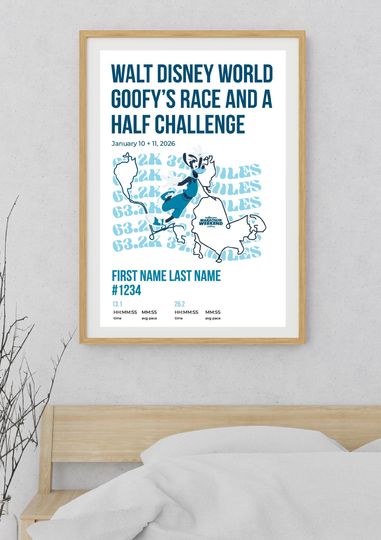 Discover Disney Goofey Race Challenge Art | Run Poster | Disney Marathon Weekend Print | Runner Gift | Personalized Race Keepsake | Digital Download
