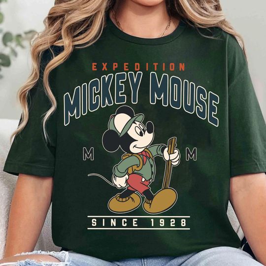 Discover Vintage Disney Expedition Mickey Mouse Since 1928 Shirt, Classic Disney Explorer Graphic Tee, Mickey Fan Gift, Disneyland Family Trip Outfit