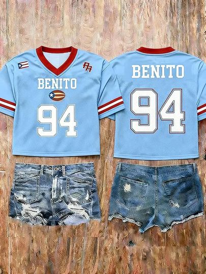 Bad Bunny Super Bowl Merch 2026, Benito 94 Crop Top Mesh Football, Half Time Show Jersey Shirt, Puerto Rico Team Benito, Music Gift Idea