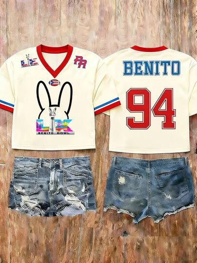 Bad Bunny Super Bowl Merch 2026, Benito Bowl Jersey, Benito 94 Puerto Rican Football Merch, Bad Bunny LX Shirt, Benito 94 Crop Top