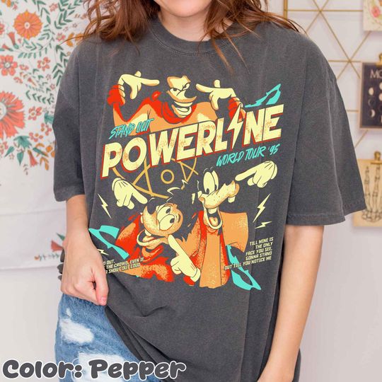 Discover Disney A Goofy Movie Powerline World Tour Shirt, Retro Disney Concert Poster Tee, Max Goof 90s Graphic, Disneyland Trip Matching Shirt 2025