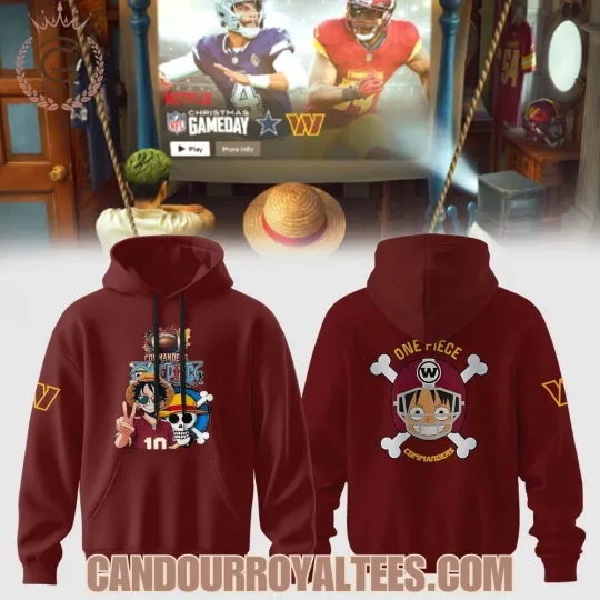 Discover Commandersss x ONE PIECE Jersey America’s Team Straw Hat Edition Hoodie