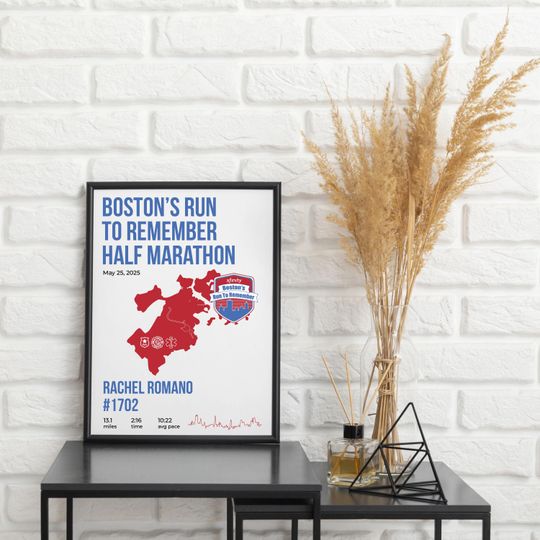 Discover Bostons Run to Remember Half Marathon Custom Map Poster | Personalized Print | Digital Download