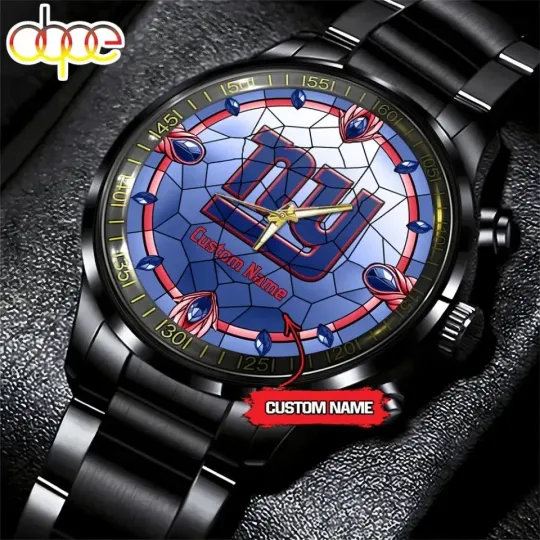 Discover Custom Newyorks Team Giants Stained Glass Black Stainless Steel Watch