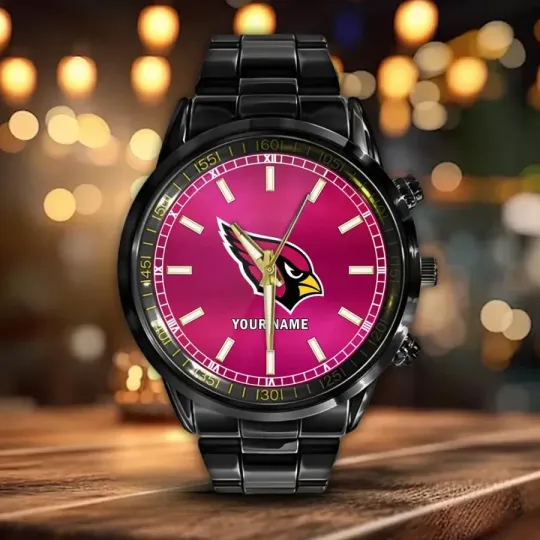 Discover Personalized Arizonna Football Team Cardinalss Stainless Steel Watch For Men