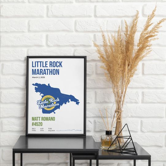 Discover Little Rock Marathon Custom Map Poster | Personalized Print Name Bib Pace & Time