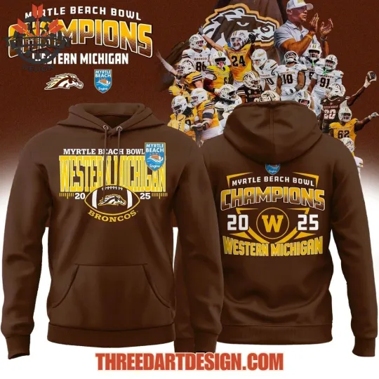 Discover Broncoss 2025 Myrtle Beach Bowl Champions Hoodie Brown
