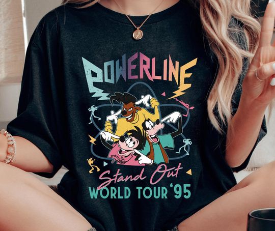 Discover Retro Disney Powerline Stand Out World Tour 95 Shirt, A Goofy Movie T-shirt