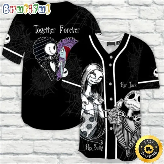 Discover Personalized Jack Skellington And Sally Together Baseball Jersey