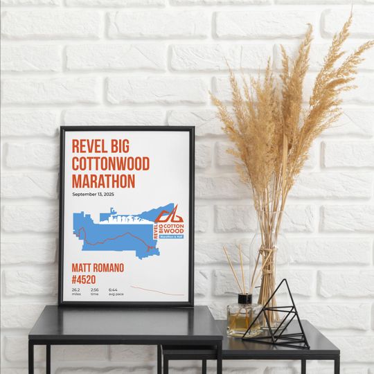 Discover Revel Big Cottonwood Marathon Custom Poster | Personalized Print Name Bib Pace & Time