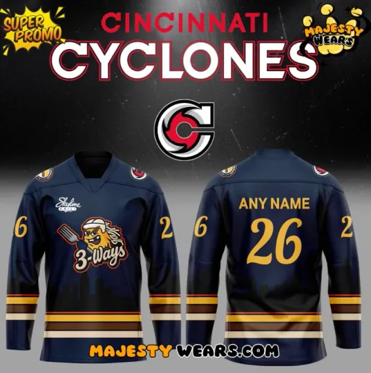 Discover Custom Cincinnati Cyclone 3-Ways 2026 Hockey Jersey