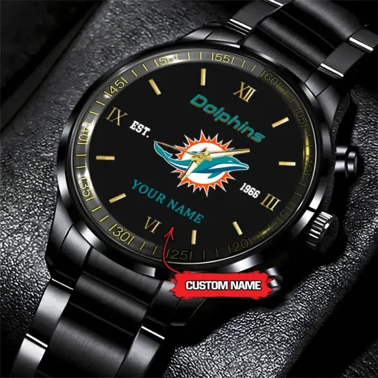 Discover Personalized Miami Football Team Dolphinss  Steel Watch, unisex watch