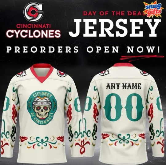 Discover Personalized Cincinnati Cyclone X Day Of The Dead 2025 Hockey Jersey
