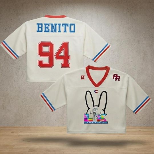 Discover Benito 94 Crop Top Mesh Football Jersey, Benito Crop Top, Puerto Rico Flag Crop Top Football Jersey Shirt