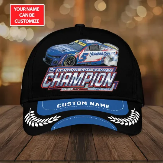 Personalized Kyle Larson 2025 NASCAR Cup Series Champion Baseball Cap