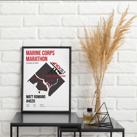 Discover Marine Corps Marathon Custom Map | Personalized Print with Name Bib Pace & Time | Digital Download