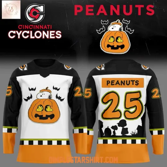 Discover Cincinnati Cyclone X Peanuts Halloween Hockey Jersey