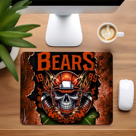 Discover Chicago Bears Skull Football Team Mouse Pad for Home Office