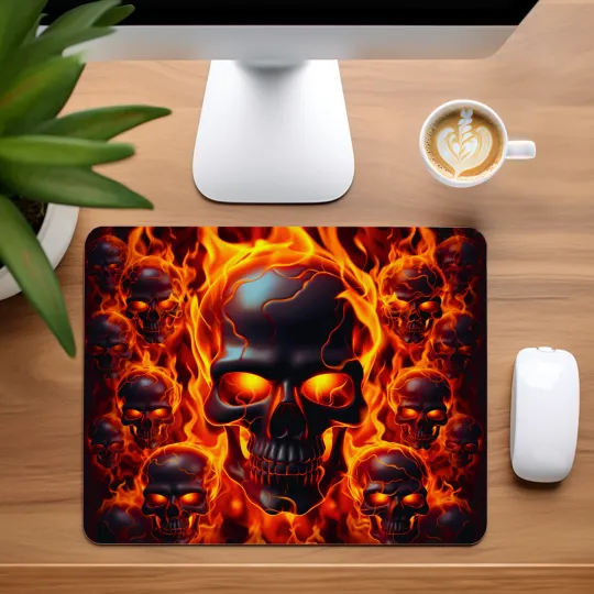 Discover Fire Skulls Mouse Pad for Home Office