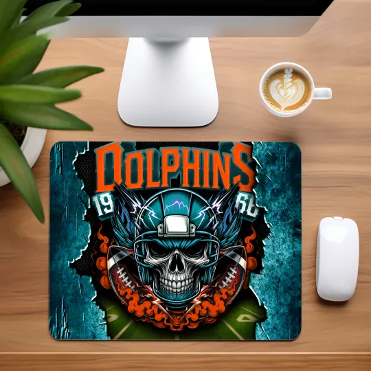 Discover Miami Dolphins Skull Football Team Mouse Pad for Home Office