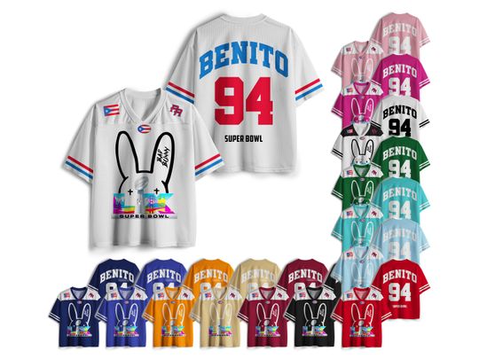 Discover Puerto Rico Team Jersey,Benito 94 Football Jersey, Benito Bowl Bad Bunny Shirt,Bad Bunny LX Shirt,Mesh Jersey, Sports Shirt, Gift for Fans