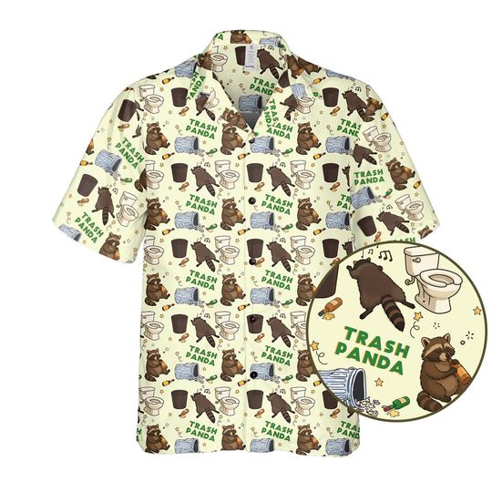Drunk Raccoon Hawaiian Shirt, Trash Panda Humor Gift, Hangover Raccoon Button-Up
