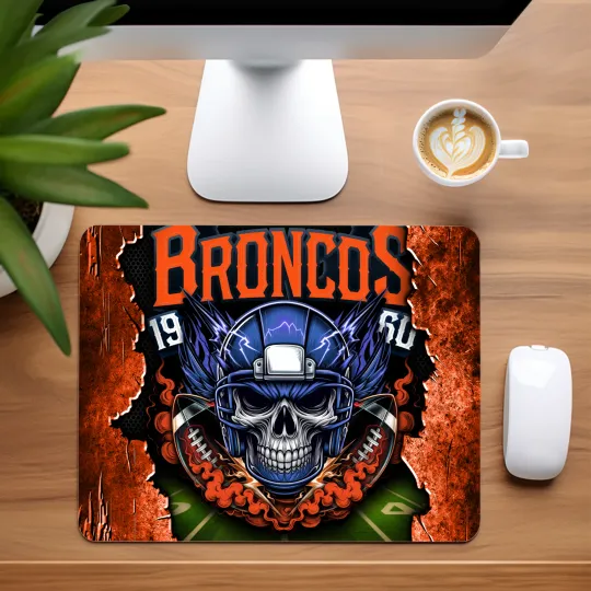 Discover Denver Broncos Skull Football Team Mouse Pad for Home Office
