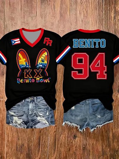 Bad Bunny Super Bowl Merch 2026, Benito Bowl V-neck T-Shirt, Game Day Puerto Rican Football Shirt, Bowl Bunny LX T-Shirt, Puerto Rico Music