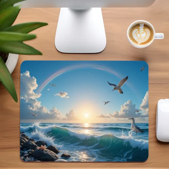 Discover Beach Seagulls Mouse Pad for Home Office
