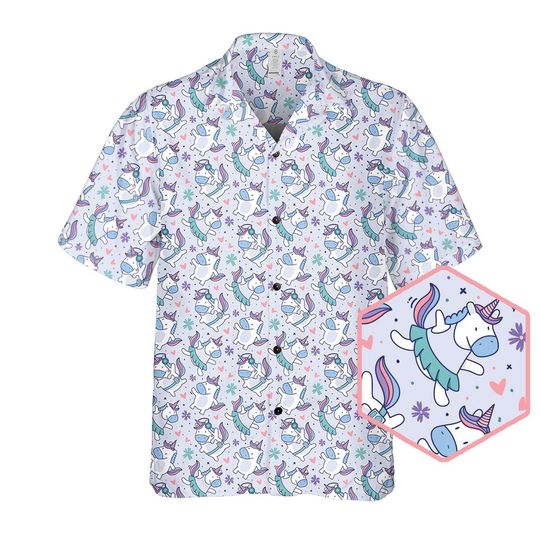 Discover Cute Unicorn Hawaiian Shirt for Women and Men, Unicorn Gift, Unicorn Birthday Tee
