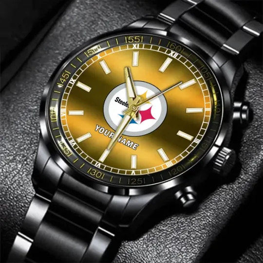 Discover Personalized Pittsburgh Football Team Steelerss Black Stainless Steel Watch