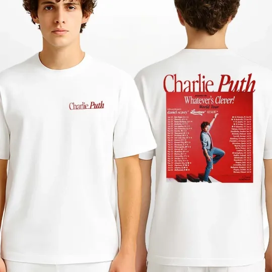 Discover Charlie Puth Whatever’s Clever World Tour 2026 Vintage Concert Two Sides T-Shirt