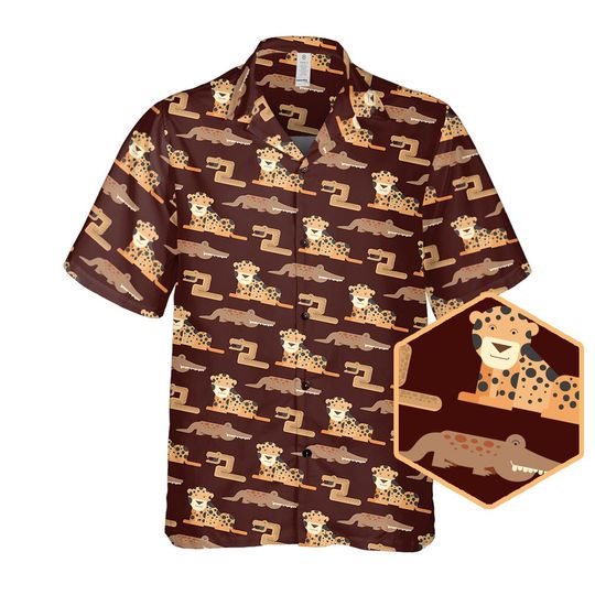 Discover Cheetah and Crocodile Hawaiian Shirt for Safari Lovers
