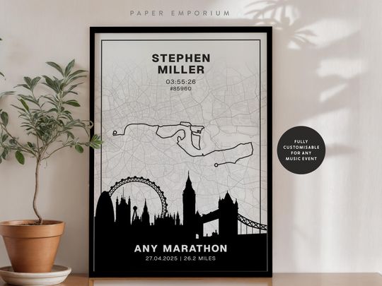 Discover Personalised Marathon Map Print: Custom Race Completion Gift