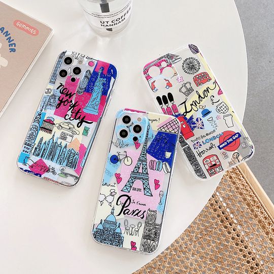 Discover Hot Travel city Eiffel Tower Paris New York Paris Statue of Liberty  Case For iPhone 15 14 12 11 Pro Max X XS 13 clear Cover