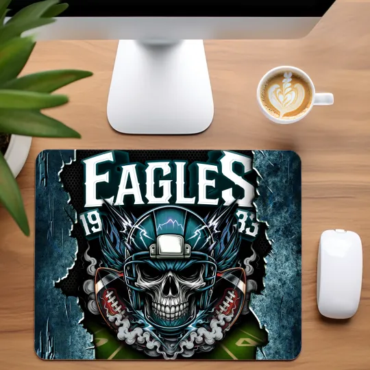 Philadelphia Eagles Skull Football Team Mouse Pad for Home Office