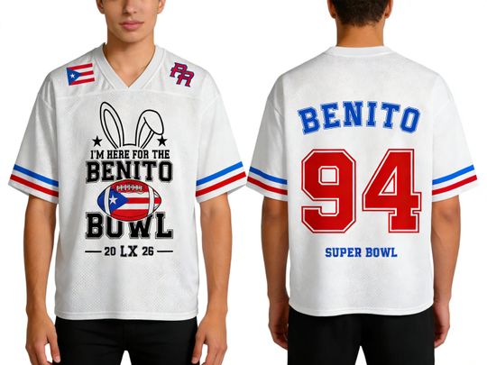 Discover Benito Team Football Jersey Shirt For Adult Kid, Custom Color Bad Bunny Jersey Shirt, Super Bowel Game Day Outfit,Gift For Football Fan