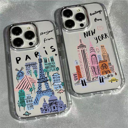 Discover Travel City Phone Case For iPhone 17 16e 16 15 14 13 12 11 mini Pro Max X XR XSMAX 8 7 Air Plus Transparent Soft Cover