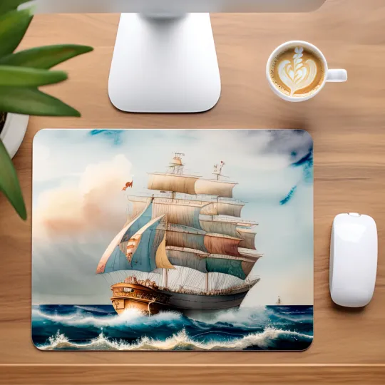 Discover Ship at Sea Mouse Pad for Home Office