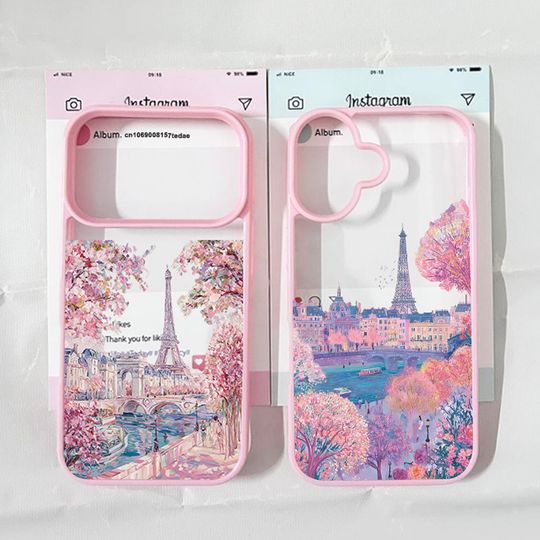 Discover World City Travel Paris Landscape Phone Case for IPhone 17 Pro 16 14 13 12 11 Pro Max XR X 7 8Plus Pink Scenery Shockproof Cover